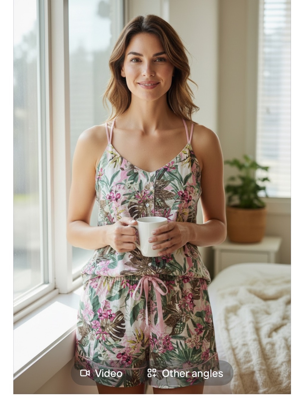 Victoria’s Secret Luxe Satin Floral PJ Set XS Cami + S Shorts Soft Silky Lounge